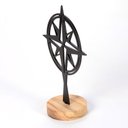 Ver imagem 3 de Rosa Dos Ventos para Decoração Apoio Aço Preto Fosco e Teca