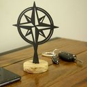 Ver imagem 1 de Rosa Dos Ventos para Decoração Apoio Aço Preto Fosco e Teca