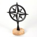 Ver imagem 2 de Rosa Dos Ventos para Decoração Apoio Aço Preto Fosco e Teca