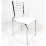 Kit 3 Cadeiras Empilhável de Cozinha Cromada Assento Branco Pé em Tubo 20x20 - Poltronas Do Sul - 2