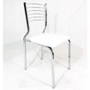 Ver imagem 2 de Kit 3 Cadeiras Empilhável de Cozinha Cromada Assento Branco Pé em Tubo 20x20 - Poltronas Do Sul