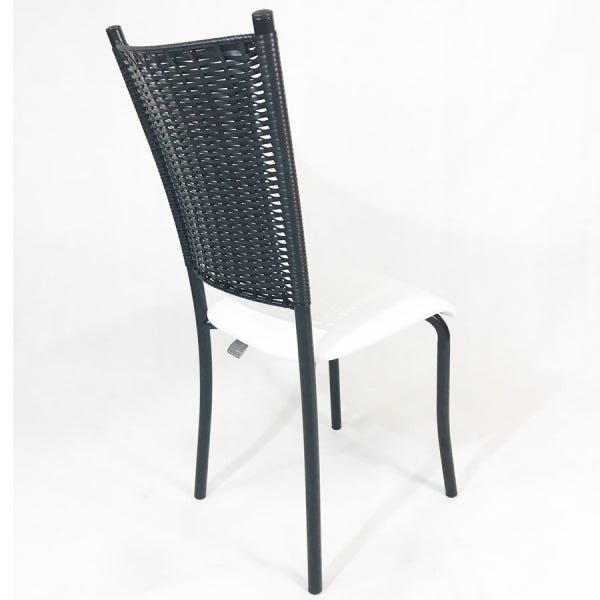 Kit 3 Cadeiras de Cozinha Preta Fibra Sintética Preta Assento Branco - Poltronas do Sul - 5