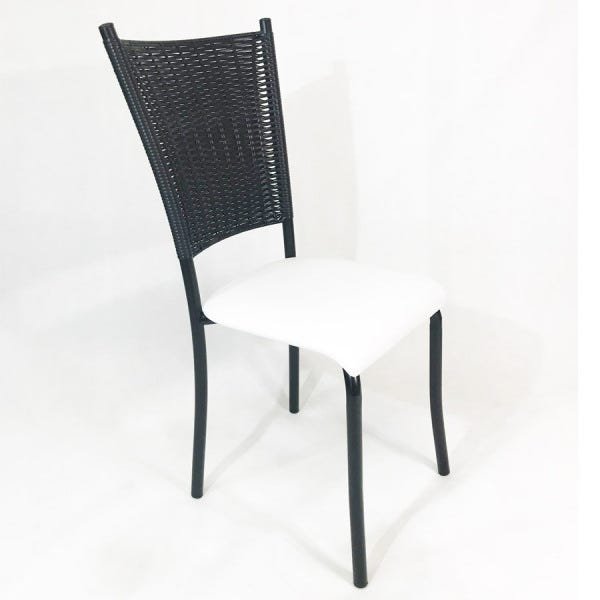 Kit 3 Cadeiras de Cozinha Preta Fibra Sintética Preta Assento Branco - Poltronas do Sul - 2