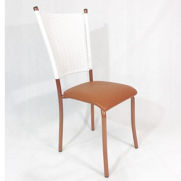 Kit 3 Cadeiras de Cozinha Cobre Fibra Sintética Branca Assento Cobre - Poltronas do Sul - 2