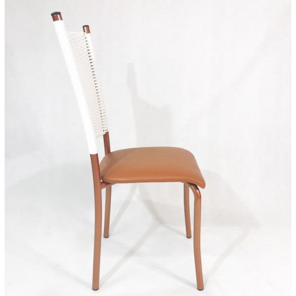 Kit 3 Cadeiras de Cozinha Cobre Fibra Sintética Branca Assento Cobre - Poltronas do Sul - 4