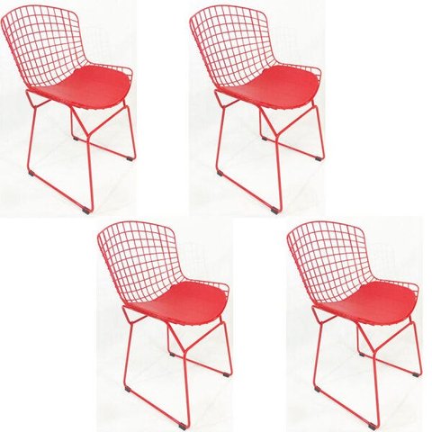 Kit 4 Cadeiras Bertoia Vermelha - Poltronas Do Sul