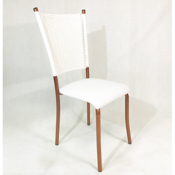 Kit 2 Cadeiras de Cozinha Cobre Fibra Sintética Branca Assento Branco - Poltronas do Sul - 2