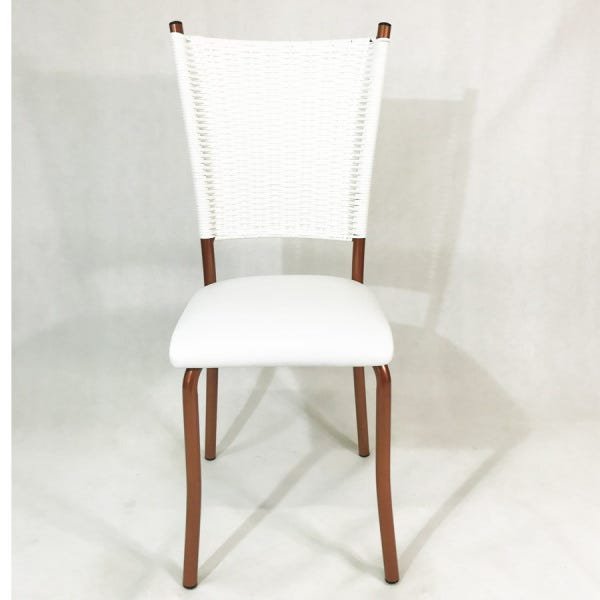 Kit 2 Cadeiras de Cozinha Cobre Fibra Sintética Branca Assento Branco - Poltronas do Sul - 3