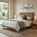 Ver imagem 4 de Cabeceira Carla Casal para Cama Box Madeira Maciça Veludo Bege Escuro Click Home