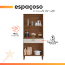 Ver imagem 5 de Armario para Cozinha 4 Portas Cris Kit's Paraná - Nogueira/off White