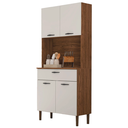 Ver imagem 1 de Armario para Cozinha 4 Portas Cris Kit's Paraná - Nogueira/off White