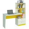 Escrivaninha 2 Gavetas e Prateleira Elisa Permobili Branco/Amarelo - 1