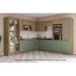 Armário de Cozinha Modulada Completa de Canto 14 Peças 2,99x2,98m 265 Botanic Kappesberg - 1