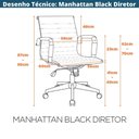 Ver mais imagens de Kit 2 Cadeiras Escritório Manhattan Black Esteirinha Diretor Fratini Pu Preto Base Rodízio Preto