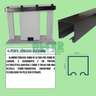 Kit Prático para Porta de Correr Trilho Preto - 3m + 1 Par de Concha - 4