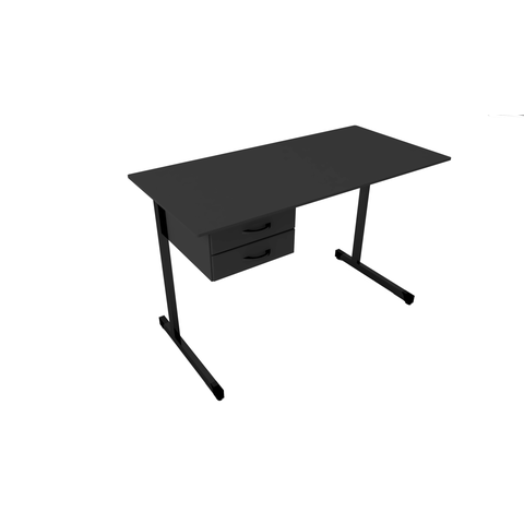 Mesa Escritório Economica com 2 Gavetas 1,20 X 0,60 - Preto