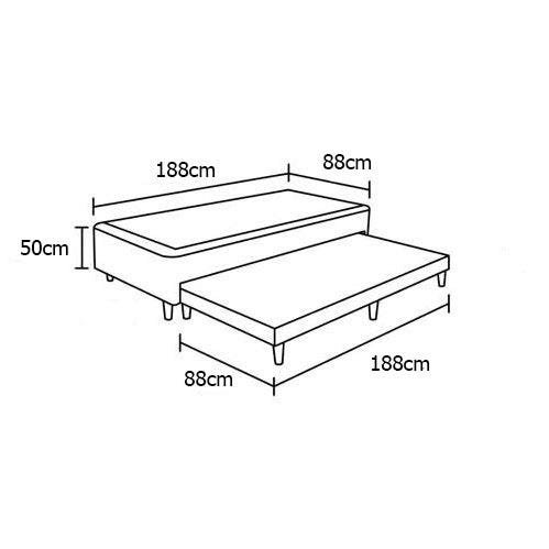 Base Box Solteiro com Auxiliar Mola Bonnel Sintético Cinza 50x88x188 - 3