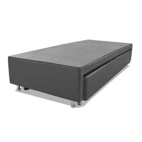 Base Box Solteiro com Auxiliar Espuma Sintético Cinza 50x88x188