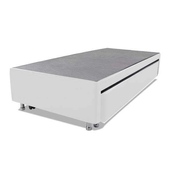 Base Box Solteiro com Auxiliar Espuma Sintético Branco 50x88x188