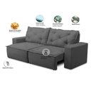 Ver imagem 2 de Sofá Retrátil e Reclinável 3 Lugares com Molas 2,00m Aline Suede Cinza Rover & Beato