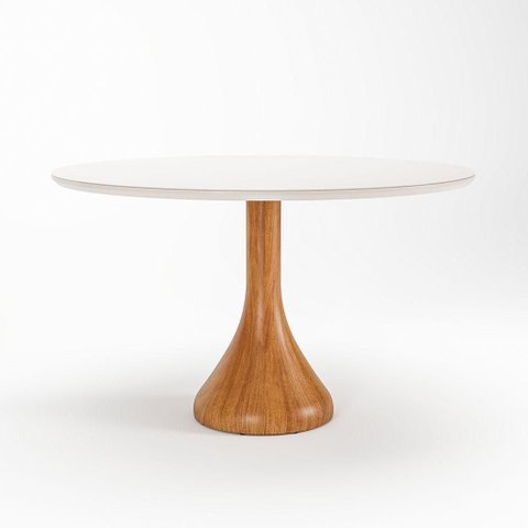 Mesa de Jantar Dubai 6 Lugares Redonda MDF Laqueado 120cm Branca Seiva Cosméticos