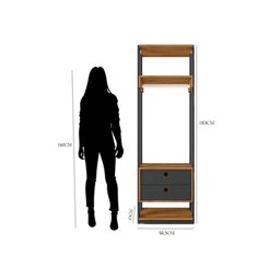 Guarda Roupa Roupeiro Modulo Titan com 2 Gavetas e 3 Prateleiras Moveis Leão - 3