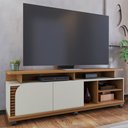 Ver imagem 3 de Rack para Sala Bancada de Tv 75 Pol 180cm Madrid C05 Freijó/off White Matte - Mpozenato