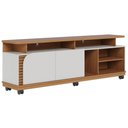 Ver imagem 1 de Rack para Sala Bancada de Tv 75 Pol 180cm Madrid C05 Freijó/off White Matte - Mpozenato