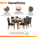 Ver imagem 5 de Conjunto Sala de Jantar Mesa Tampo em Vidro 1,60m Mel 6 Cadeiras Tati