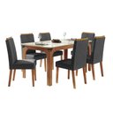 Ver imagem 1 de Conjunto Sala de Jantar Mesa Tampo em Vidro 1,60m Mel 6 Cadeiras Tati