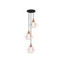 Ver imagem 2 de LUSTRE PENDENTE ARAMADO DIAMANTE PEQ 3LAMP E27 PT/CB - 3006/3 PEQ PT/CB