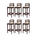 Ver imagem 1 de Kit 6 Banquetas Madeira Imbuia com Palha para Balcão com Encosto Estofado