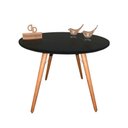 Ver imagem 1 de Mesa Jantar Pés Palitos Tampo Redondo Vidro Laqueado 120cm Preto