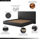 Ver imagem 3 de Cama Moderna Aspen King Box com Cabeceira Estofada Base Flutuante Pu Preto G99 - Gran Belo