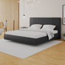 Ver imagem 2 de Cama Moderna Aspen King Box com Cabeceira Estofada Base Flutuante Pu Preto G99 - Gran Belo