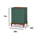 Ver imagem 2 de Cômoda de Madeira Linz 4 Gavetas 116 X 90 X 50 Cm - Cor Verde Musgo/imbuia Glazer