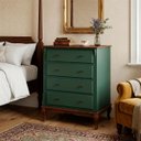 Ver imagem 3 de Cômoda de Madeira Linz 4 Gavetas 116 X 90 X 50 Cm - Cor Verde Musgo/imbuia Glazer