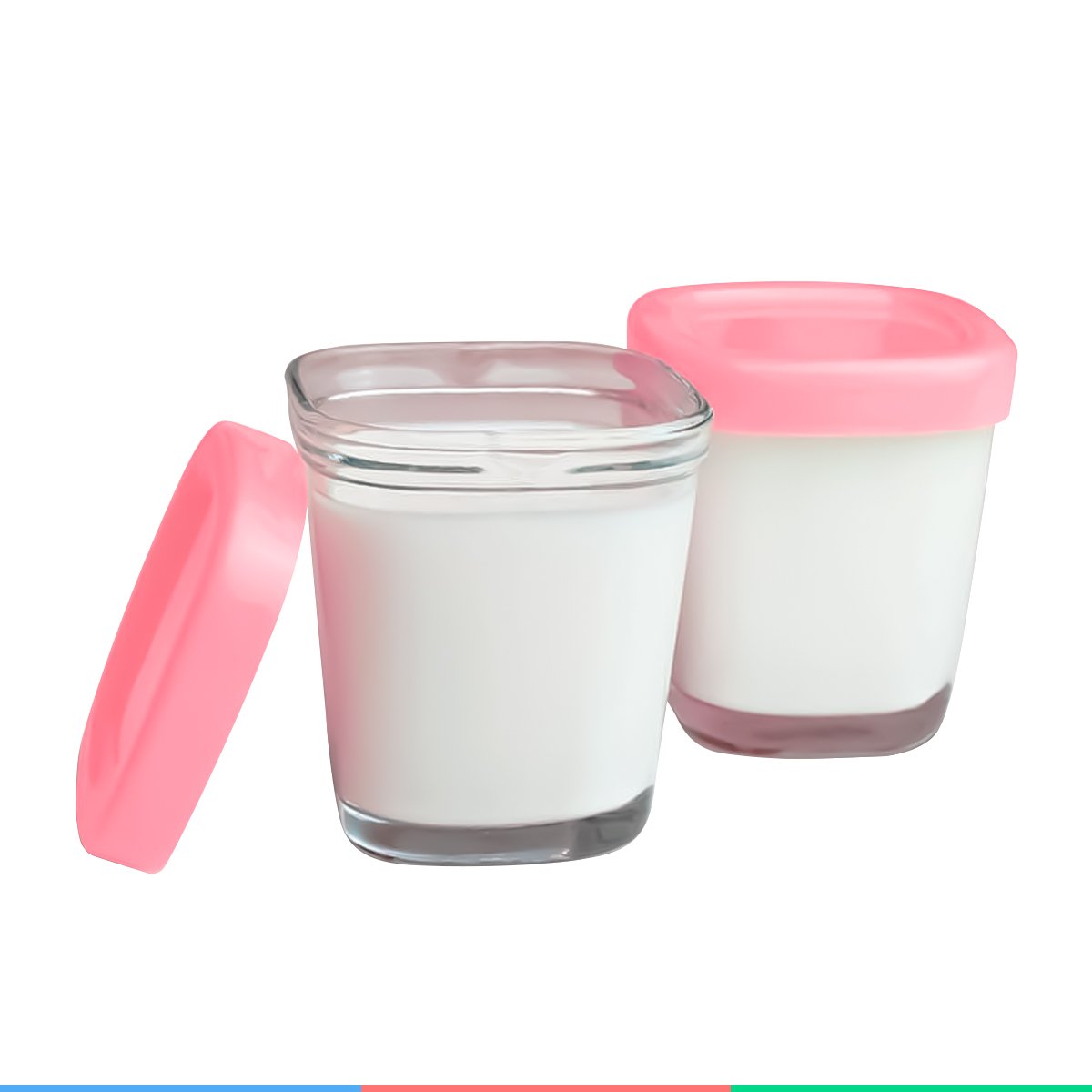 Kit 4 Potes de Vidro Para Armazenamento de Leite Materno Livre de BPA Clingo - Rosa - 6