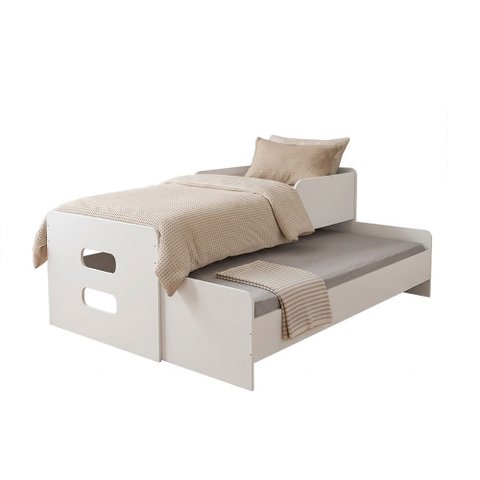 Bicama Solteiro Elis com Cama Auxiliar Puxável Moderna Ideal para Quarto Infantil e Visitas - Branco