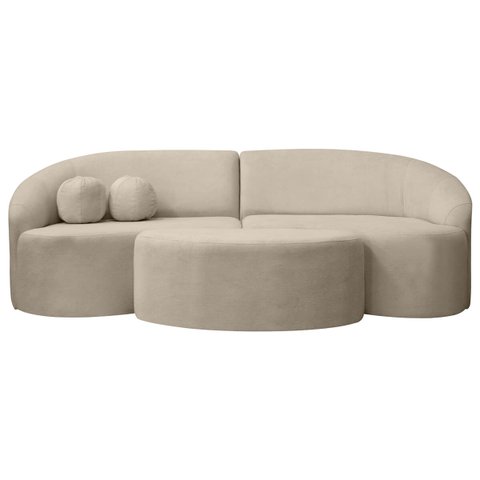 Sofá Orgânico Palermo 4 Lugares 210cm + Puff Bouclê - Sofa Store:bouclê Bege