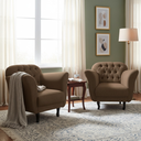 Ver imagem 2 de Kit 2 Poltronas Decorativa Dália Linho Marrom Pés Madeira Mz Decor