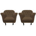Ver imagem 3 de Kit 2 Poltronas Decorativa Dália Linho Marrom Pés Madeira Mz Decor