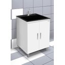 Ver imagem 1 de kit Lavanderia 55 litros com Apoio - Gabinete MDF e Tanque Mármore Sintético - Fabribam Gabinetes