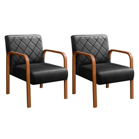 Kit 2 Poltronas Lara Cor:Veludo Preto 410