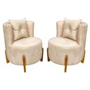 Ver imagem 1 de Kit 2 Poltronas Orgânica Curva Luna Veludo Bege - Montanaris Decor