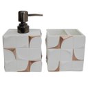 Ver imagem 1 de Kit Lavabo de Resina Branco e Dourado