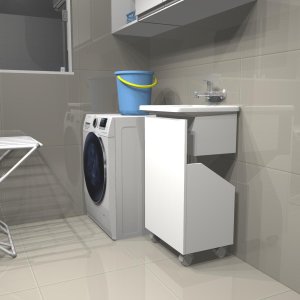 Encaixe para Lavanderia Multiuso com Rodinhas Armário Nicho Embutir Gabinete Tanque sem Perfil
