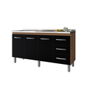 Ver imagem 2 de Balcão de Pia 150m Diana sem Cuba/tampo com 3 Portas 3 Gavetas - Savana/preto Móblis