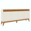 Ver mais imagens de Conjunto Sala de Estar Buffet 4 Portas e Rack com Painel Ripado 136cm - Vianossa - Off White/cedro