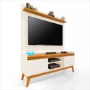 Ver imagem 7 de Conjunto Sala de Estar Buffet 4 Portas e Rack com Painel Ripado 136cm - Vianossa - Off White/cedro